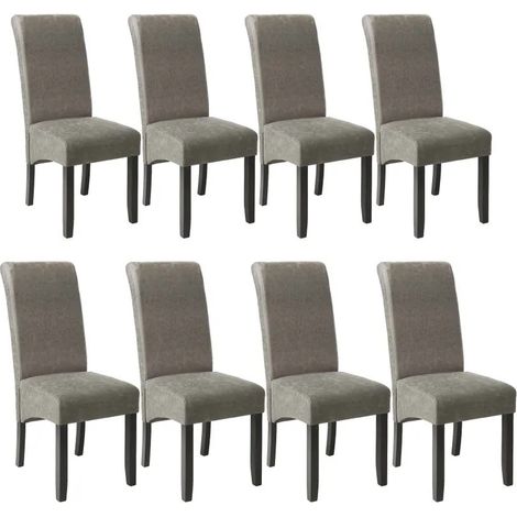 Lot de 8 Chaises de Salle à Manger gris aspect simili cuir avec pieds en bois résistants (1/5)