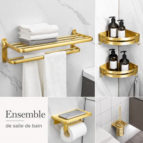 Ensemble F d'accessoires de salle de bain mural en aluminium, ensemble F doré brossé, 1,5 kg – Livraison gratuite