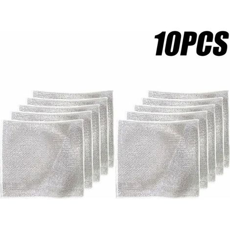 10 pièces torchon magique en fil d'argent, microfibre épaissie, éponge intégrée, chiffon multi-usage pour cuisine et vaisselle (1/4)