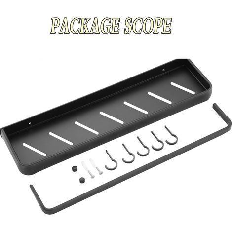 Towel Rack, Square Bathroom Shelf with Towel Rail and Wall Mounted, Solid Aluminum Alloy Matte Black Finish,Black,60cm (1/5)