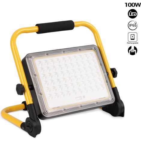 Barcelona Led – Projecteur LED 100W portable – Lumière blanche froide 6000K – IP65 pour extérieur – Autonomie 16h – Angle de faisceau 50° (1/4)