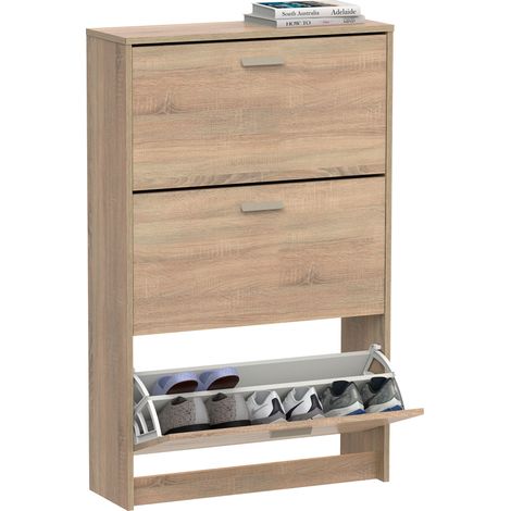 Briebe Nova Zapatero Entrada Recibidor, Mueble Auxiliar Estrecho Zapatos, 3 Puertas, Madera 119,5x74x25 cm Madera