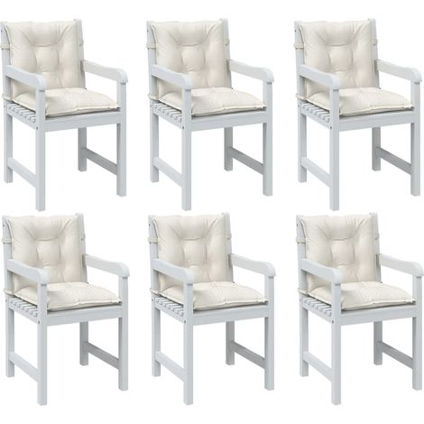 Niedriglehner-Auflagen 6 Stk. Melange Creme 100x50x7 cm Stoff