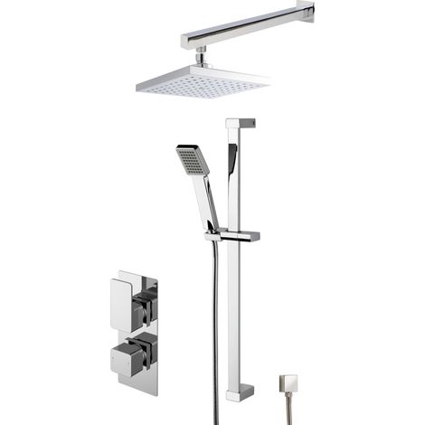 Empire Concealed Square Twin Valve Shower Set - Chrome - Balterley