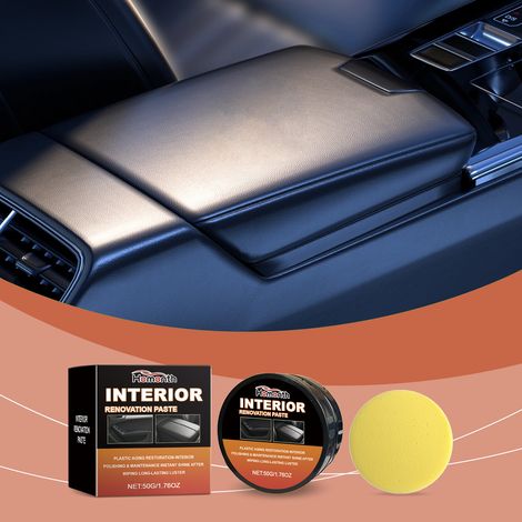 Crème rénovatrice pour cuir intérieur de voiture - Nettoyant et nourrissant pour sièges en cuir - Détachant et revitalisant doux - 50 g + Éponge (1/5)