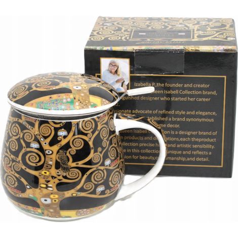 Grande tasse en porcelaine 450 ml avec infuseur, présentée dans un coffret - Arbre de Vie de Klimt (1/5)