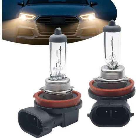 Paquete de 2 bombillas halógenas de repuesto para coche, diseño todo en uno listo para usar (12 V, luz blanca cálida). (1/5)