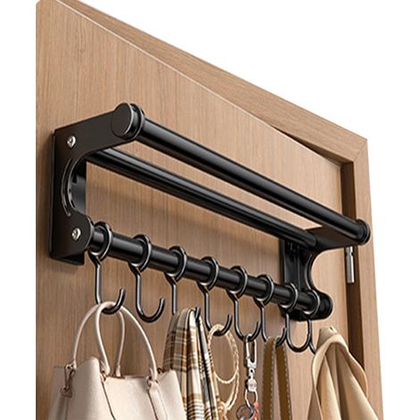 Support mural pour couteaux, support d'ustensiles de cuisine économiseur d'espace avec crochet, support de rangement pour pelle d'ustensiles de cuisine, facile à nettoyer (Noir, 40CM+8Hooks) (1/5)