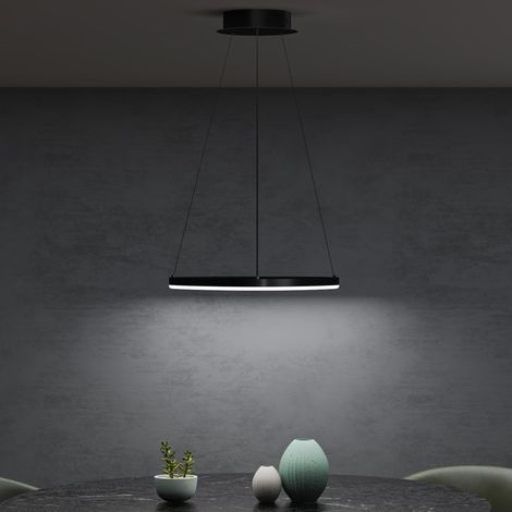 Mai & Mai Pendelleuchte 50cm LED Hängelampe Dynamisches Wellendesign 3000K/4000K/6000K Verstellbares Kabel 16W Schwarz Hängeleuchte für Esszimmer Wohnzimmer Schlafzimmer