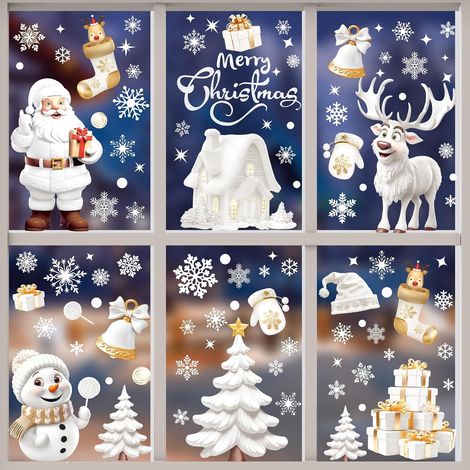 90 pegatinas navideñas de PVC removibles para ventanas, decoración estática para interiores de escaparates. (1/4)
