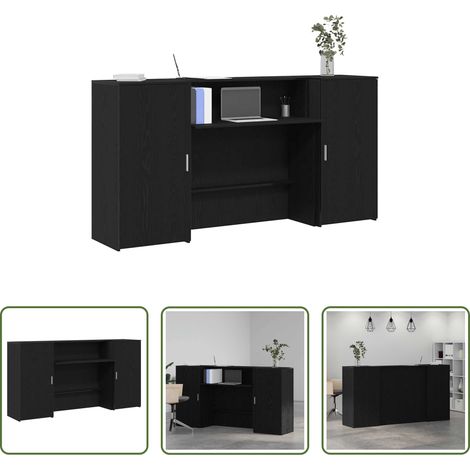 vidaXL Schrank - Empfangstheke Schwarz Eichen-Optik 200x50x103,5cm Holzwerkstoff (1/5)