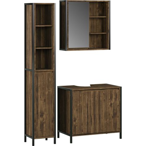 Conjunto de muebles de baño Naola, Roble/negro, 3 partes, Vicco (1/5)