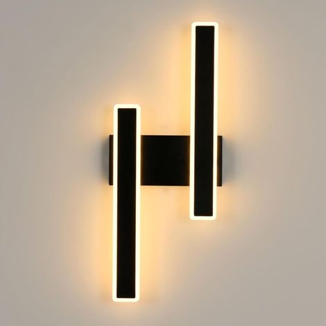 Applique de chevet LED Lampe murale moderne pour salon chambre lumière chaude 32W 3600LM 3000K noire (1/4)