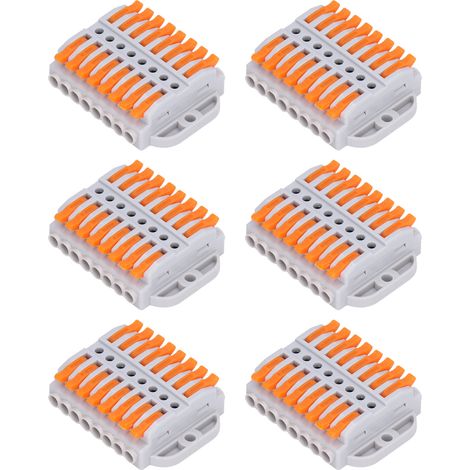 Lot de 6 bornes de connexion rapide en ABS cuivré électroplaqué, connecteurs de fils compacts pour le bâtiment (1/5)