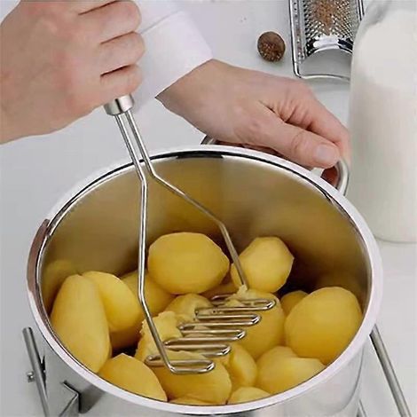 presse-purée en acier inoxydable, broyeur de pommes de terre, coupe-pommes de terre en forme de vague, accessoire de cuisine, ustensile de cuisine (1/5)