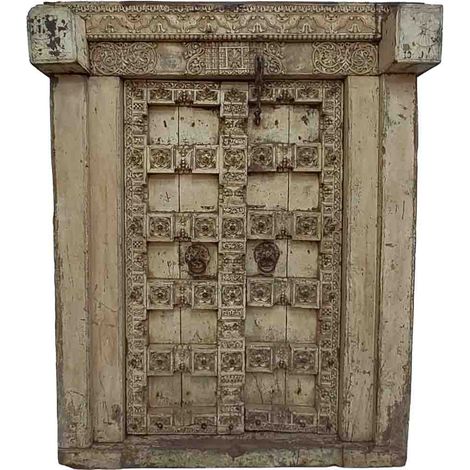 Puerta de madera acabado artesanal marrón 159x27x202h cm