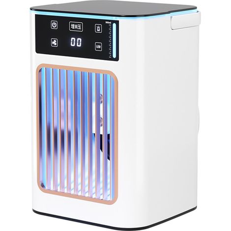 Appareil de refroidissement à air de bureau portable avec 3 réglages de vitesse et 7 lumières LED pour différents espaces (1/4)