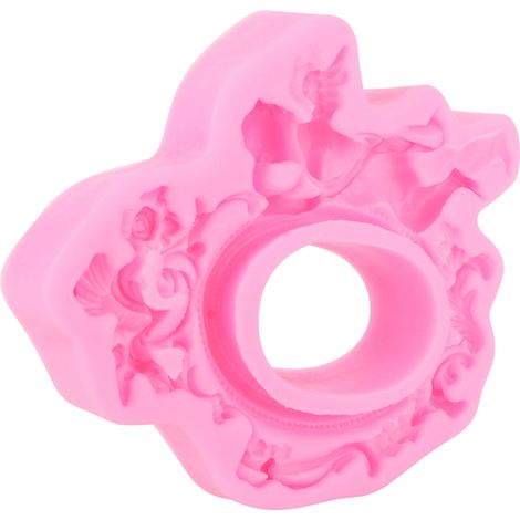 Europäischer Engel-Bilderrahmen, DIY-Silikonform für Fondant-, Schokoladen- und Tortendekoration, rosa (1/5)