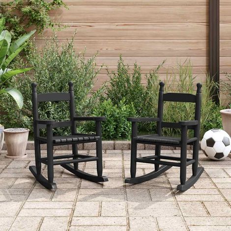 Lot de 2 chaises à bascule pour enfant en bois de peuplier noir 36 x 46,5 x 57 cm - PANGIVO (1/5)