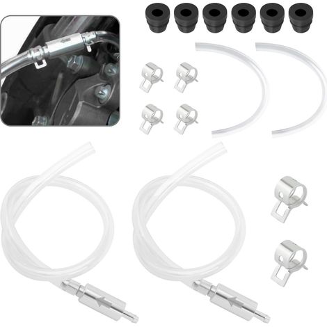 Kit di spurgo freni in 2 pezzi, kit di spurgo del liquido freni comprensivo di 4 tubi di spurgo freni, 2 valvole di ritegno, kit universale di spurgo freni, accessori per auto, moto e biciclette