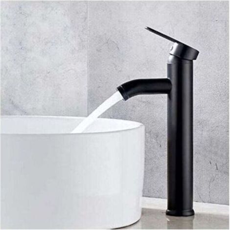 Kaelt - Mitigeur de lavabo, robinet de vasque noir, robinet de haute qualité, robinet de salle de bain, résistant à l'usure, convient aux diamètres intérieurs de 32 à 42 mm. (1/4)