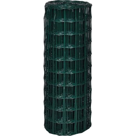 Clôture Euro Grillage de Protection Jardin en Acier Enduit de PVC Vert 10 x 1,0 m (1/4)