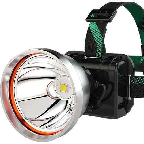 Lamp headlamp rechargeable ultra-bright LED spotlight to batteries, ideal for the garden, the camping and the fishing. Ring silver XPG, light white, double use (electric) (1/5)
