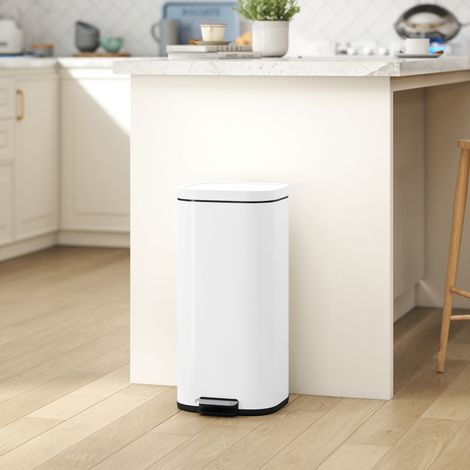 Cubo de basura de cocina de 30 litros con pedal, tapa, cierre suave y función de apertura automática para cocina y hogar. (1/5)