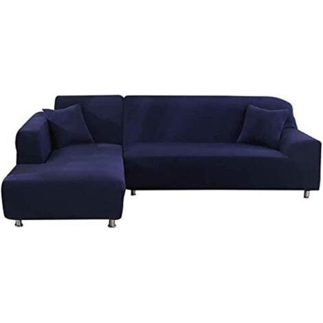 Housse de canapé extensible simple bleu marine (90-140 cm) coussin de canapé extensible à couverture complète (1/4)