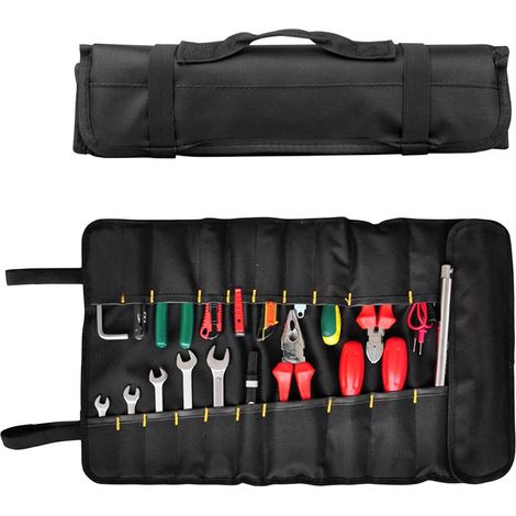 Bolsa de herramientas de lona portátil, impermeable y multifuncional para carpintería, color negro. (1/5)