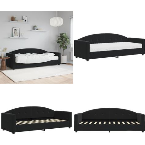 vidaXL Tagesbett mit Matratze Schwarz 80x200 cm Samt (1/5)