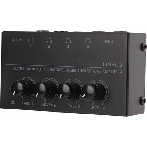 Amplificateur de casque 4 canaux stéréo, répartiteur audio pour écouteurs, prise jack 6,35 mm (1/4 pouce) TS (1/5)