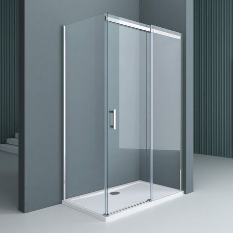 doporro Box Doccia Angolare 70x140x195 cm, Cabina Doccia con Porta Scorrevole in Vetro Temperato ESG Trasparente con Rivestimento Easy-Clean Ravenna18K, Apertura Sinistra/Destra,Cromo (1/5)