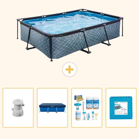 Exit-toys Piscine Exit Rectangulaire - Effet Pierre - 300x200x65 cm - 5-pièces SCB2 (1/5)