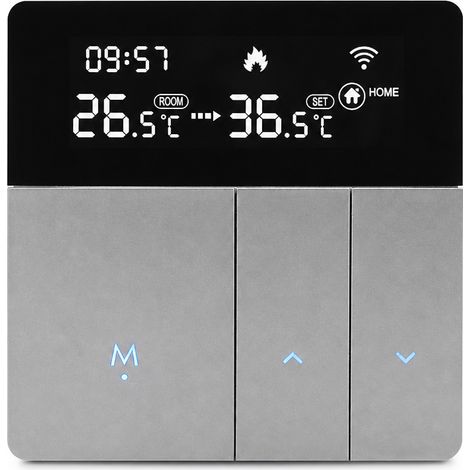 Thermostat WiFi pour Chauffage au Sol Électrique 16 A, Tuya, Gris Argenté, Commande Vocale (1/5)