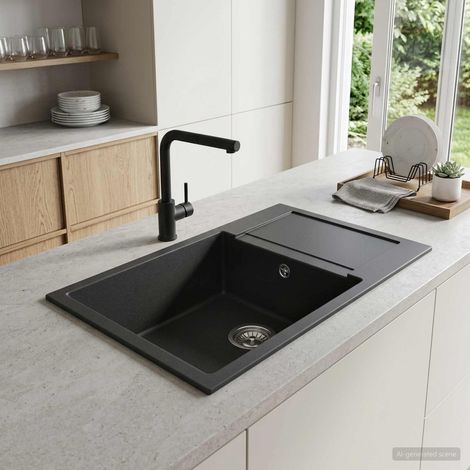 Lavello cucina una vasca Granito 78 x 50 x 20 cm Grafite vidaXL (1/5)