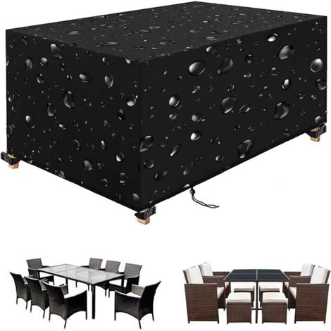 Lntyq Housse Salon de Jardin 180x120x74cm/LxWxH Noir Bache de Protection Exterieur 420D Tissu Oxford Housse Salon de Jardin Exterieur, Housses pour Mobilier de Jardin Imperméable Anti-UV
