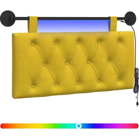 Maison Exclusive - Hängendes Kopfteil Mit LED Licht Gelb Samt