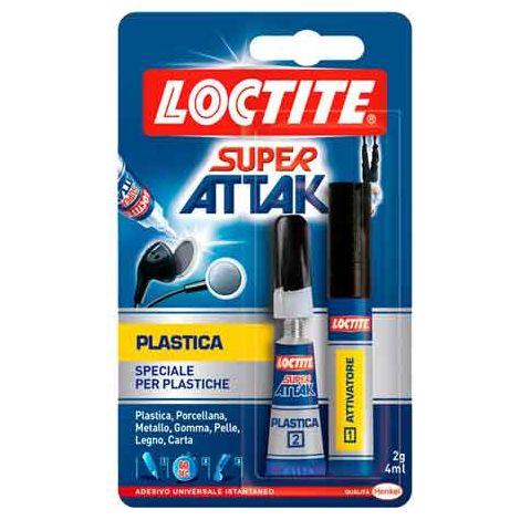 COLLA 'SUPER ATTAK PLASTICA' 2 gr + 4 ml - LOCTITE