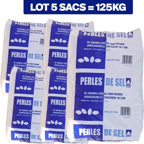 5 sacchi da 25 kg di pastiglie di sale per addolcire l'acqua (1/2)