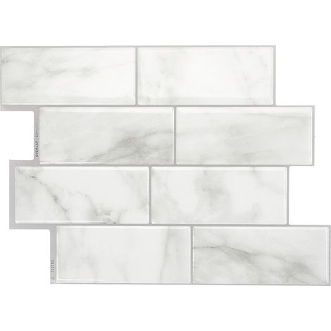 Selbstklebende Wandfliesen x4, 29,36x21,29cm - Smart Tiles Metro Carrera Klebefliesen 3D Fliesenaufkleber für Bad & Küche