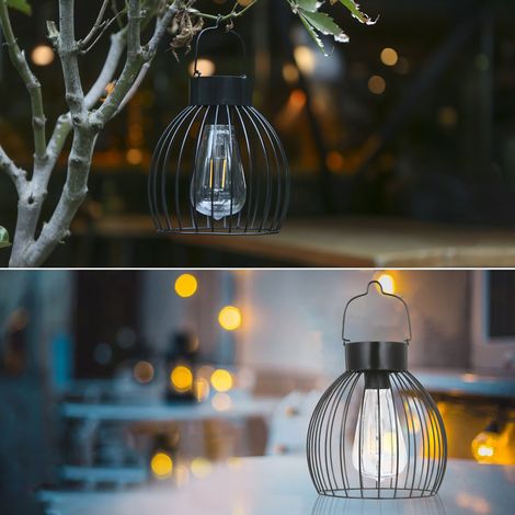 Lampe suspendue en forme de cage à oiseaux à énergie solaire, lanterne extérieure, contrôle sensible à la lumière, résistance à l'eau IP65, cellule rechargeable haute capacité intégrée de 600 mAh, pou (1/5)