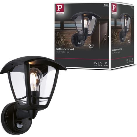 Paulmann 94647 Lampada per esterni lampada da parete Classic Curved con rilevatore di movimento IP44 angolare max. 12 W nero E27 (1/4)