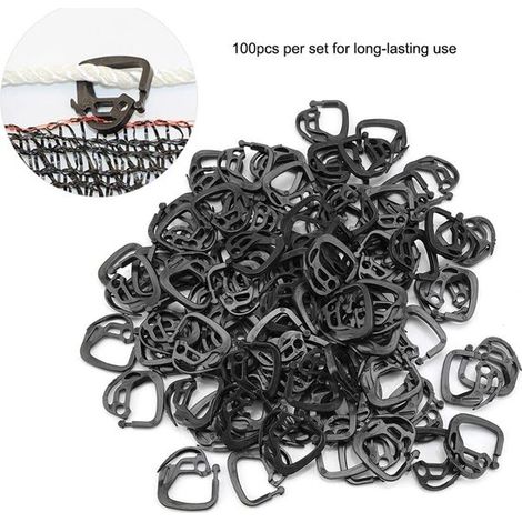 Ganci a morsetto - Clip per rete - Fissaggio rete - Plastica resistente - 100 pezzi - Nero (1/5)