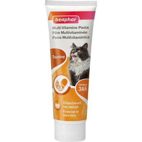 Beaphar, Pasta Multivitaminica per Gatti, Snack Quotidiano Gustoso Ricco di Vitamine e Minerali, Supporta la Salute di Cuore e Vista, Migliora la Brillantezza del Pelo, Tubetto 100 g (1/2)