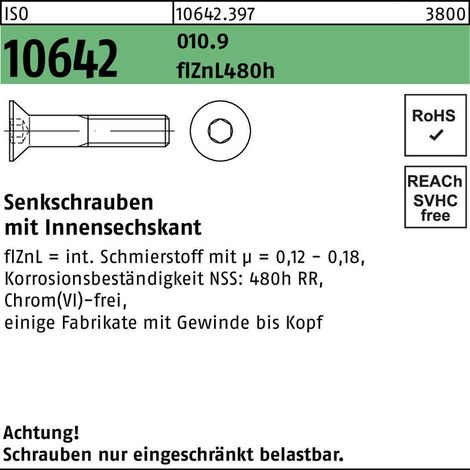ISO 10642 010.9 M 10 x 25 flZnL/nc/x/x/480h/C flZn S 100 Stk (1/2)