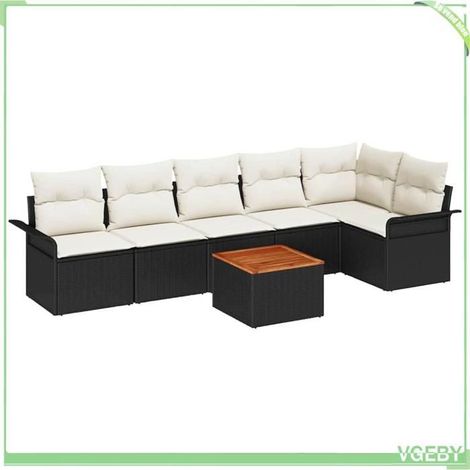 Ensemble de canapé de jardin - FAFEICY - Modulaire - Noir - Poly rotin tressé main - Coussin polyester (1/5)
