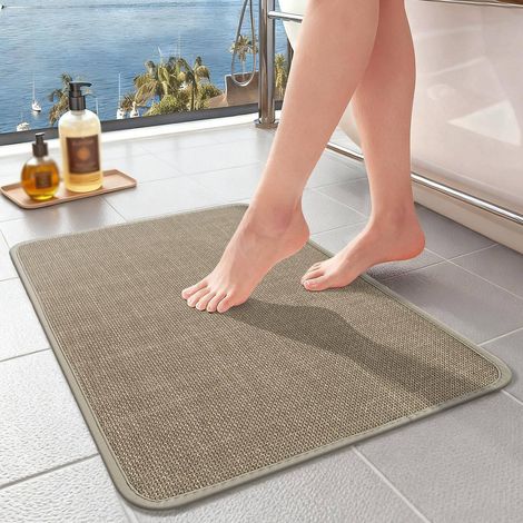 Rutschfeste Badematte, weich und schnelltrocknend, kurzflorige Badematte für Bad, Dusche und Schlafzimmer (khaki, 40 x 60 cm) (1/3)