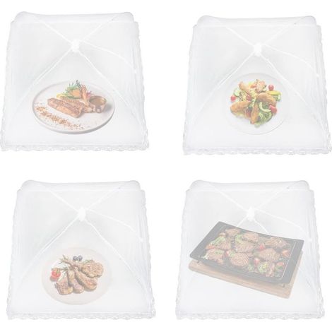 Cloche alimentaire pliable, filet alimentaire, moustiquaire, protection anti-mouches, réutilisable, pour fruits et légumes (32X32cm,4 pièces) (1/5)