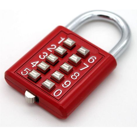 Lntyq Bouton combinaison cadenas de sécurité serrure numérique valise coffre à bagages porte tiroir boîte outils bricolage 10 chiffres, mécanisme verrouillage 5 positions rouge mécanismes clé aveugl (1/5)